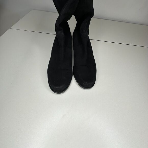 Stuart Weitzman Black Suede Lowland Over-The-Knee Flat Heel Lace up Boots 7 - Picture 9 of 16